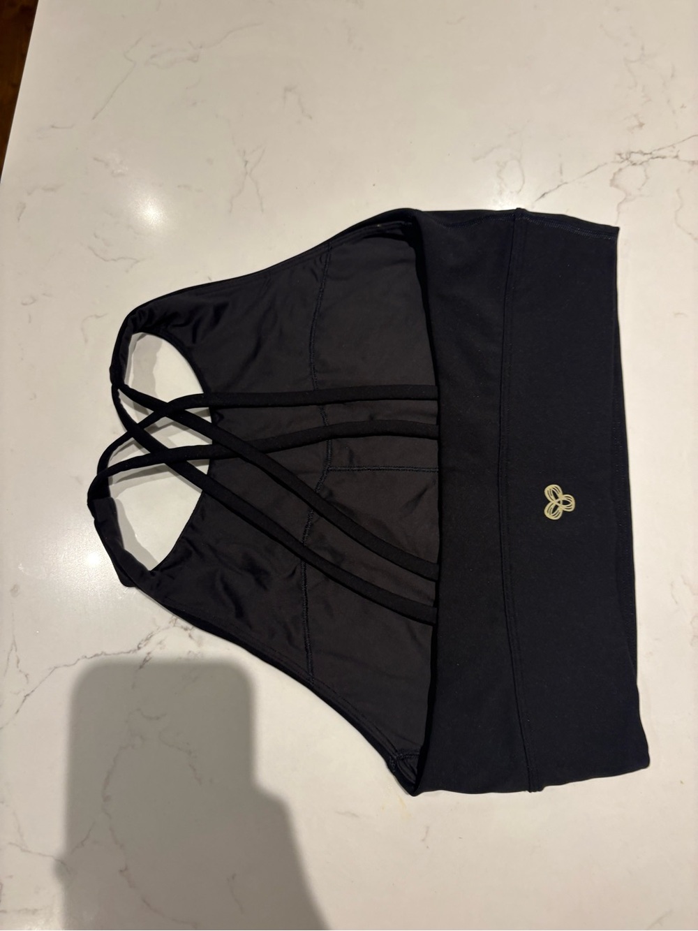 Aritzia TNA golden Black Strappy Racerback Sports Bra with Gold Logo